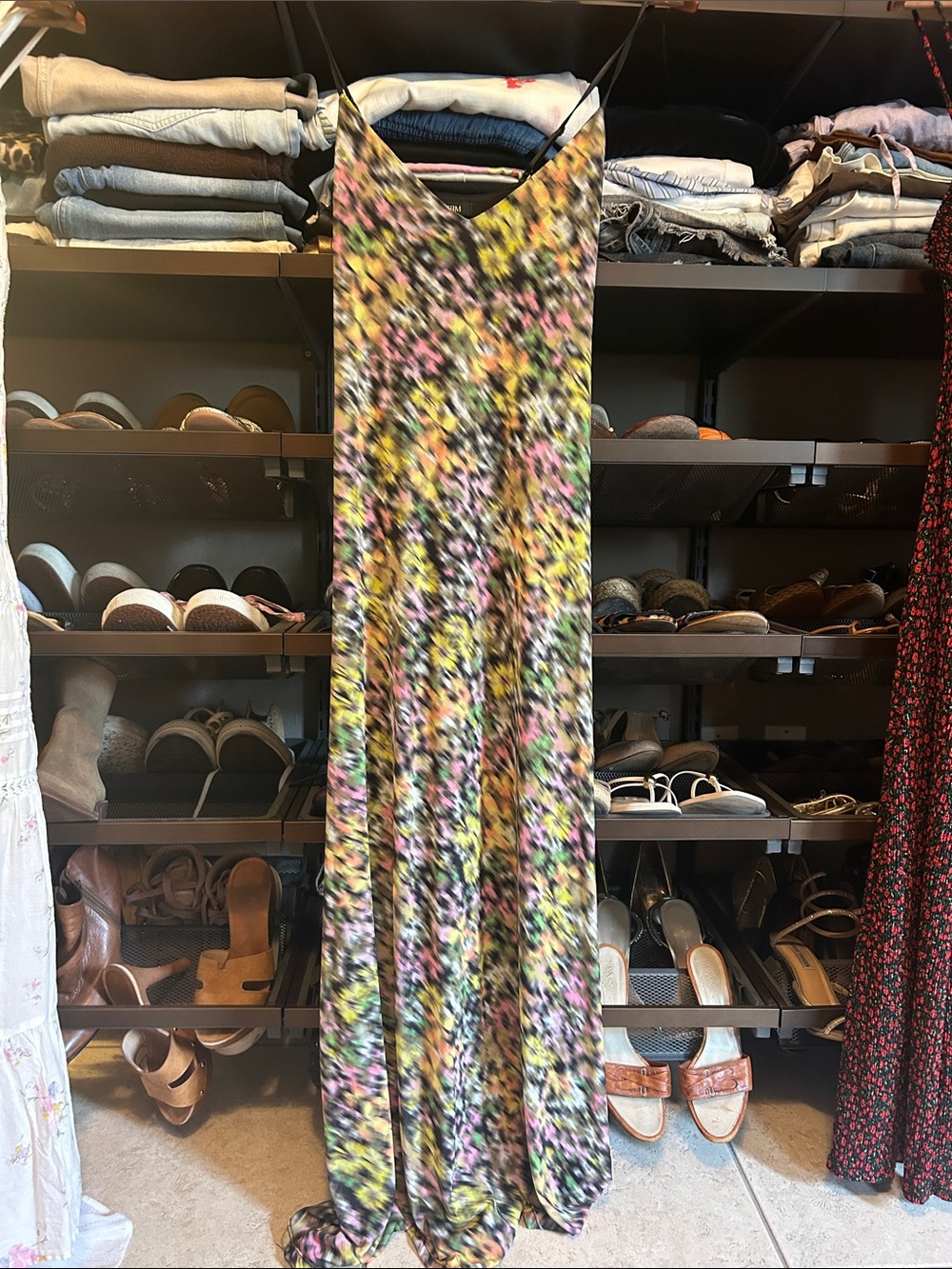 Floral Multicolor Maxi dress - Sleeveless Flowing Dress